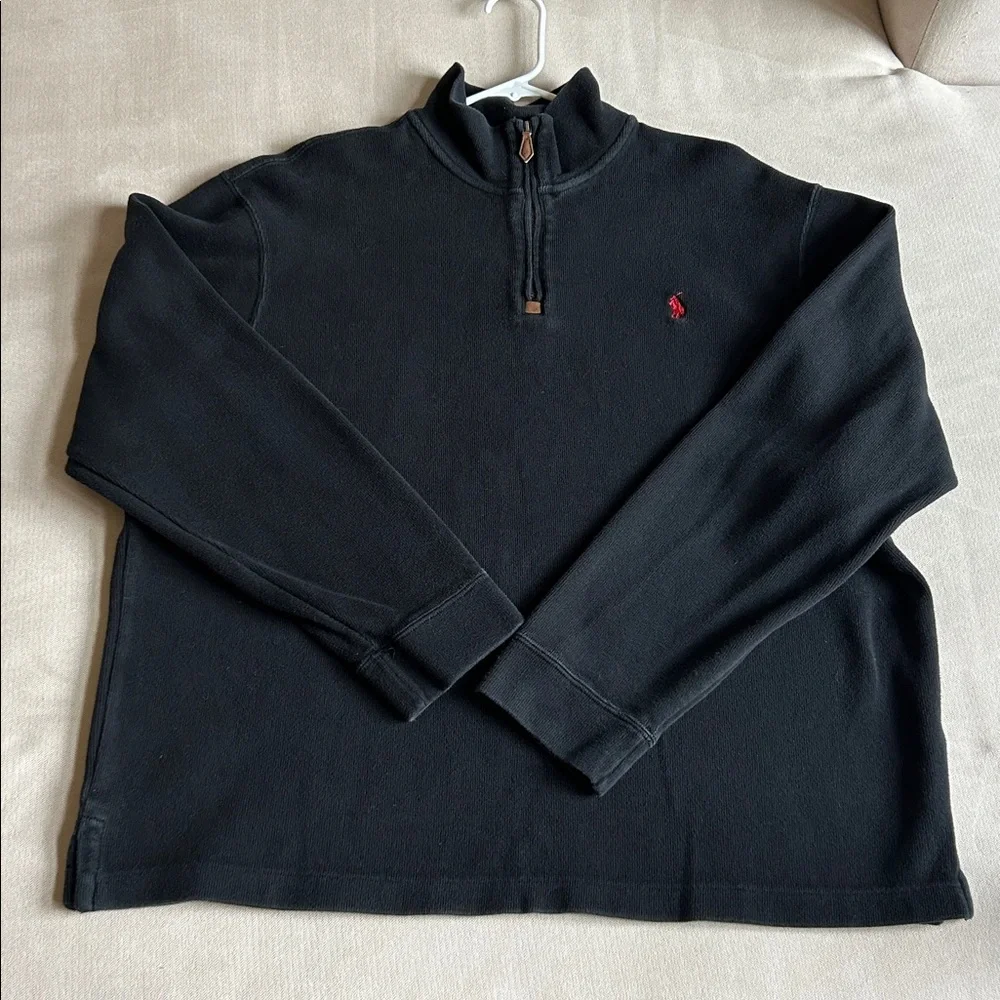 Polo Ralph Lauren‎ Men's Black 1/4 Zip Pullover Sweater Size XL